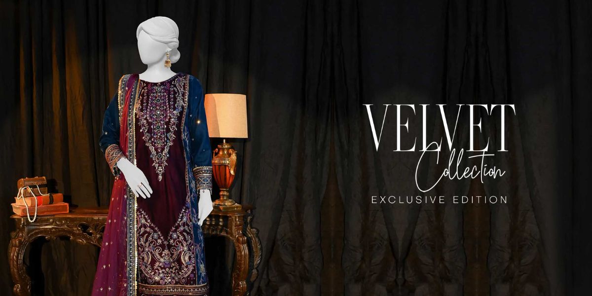 unstitched Velvet Dresses for Weddings online in Pakistan