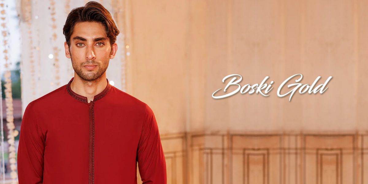 men unstitched boski suits online in Pakistan