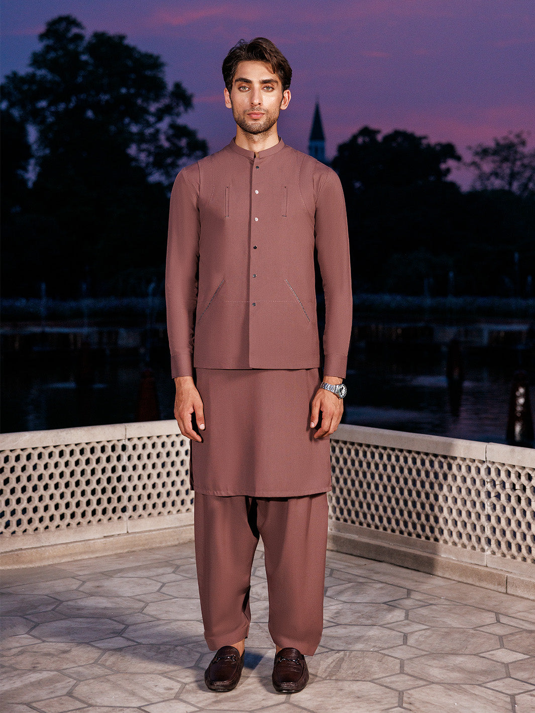 Coffee Brown Shauasar Men Suit | PMKS-10098