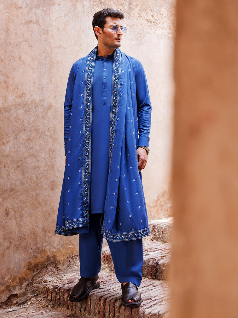 Galaxy Blue Shauasar Men Suit | PMKS-10099