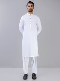 White Blended Boski Kameez Shalwar | PMKS-10005