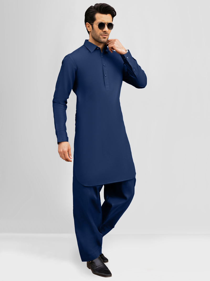 Blue Cotton Unstitched Fabric | PMU-10009