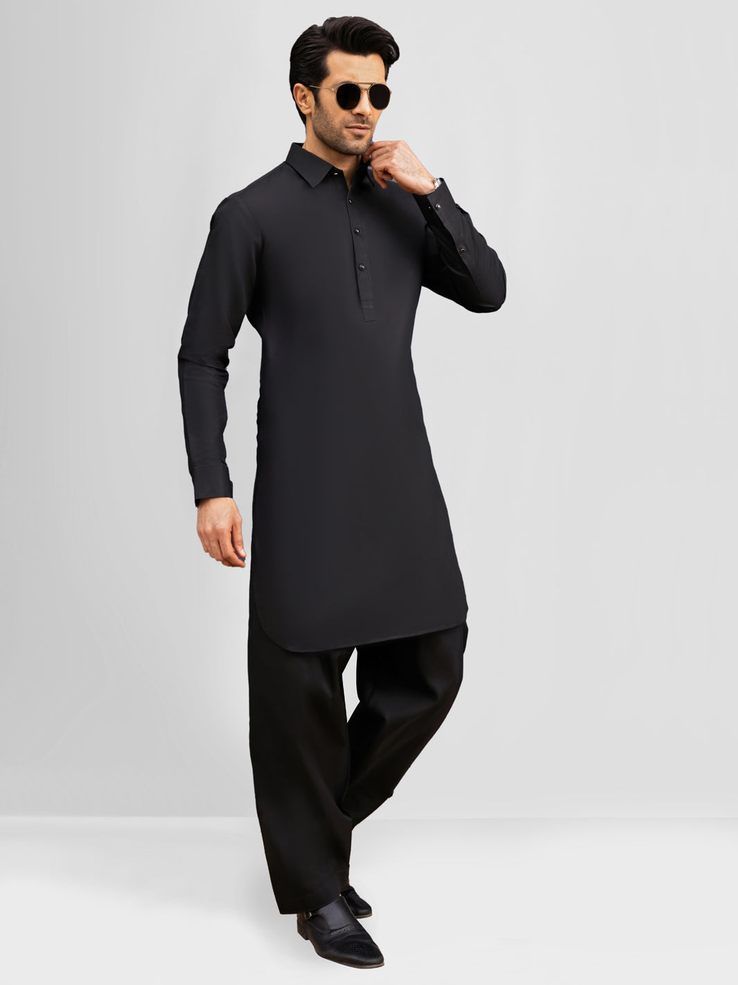 BLACK COTTON KAMEEZ SHALWAR