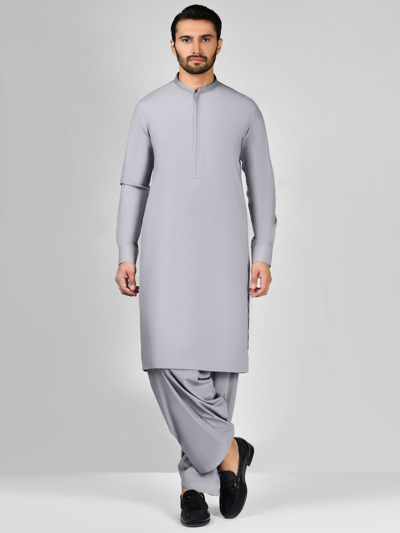 Grey Blended Kameez Shalwar | PMKS-10013