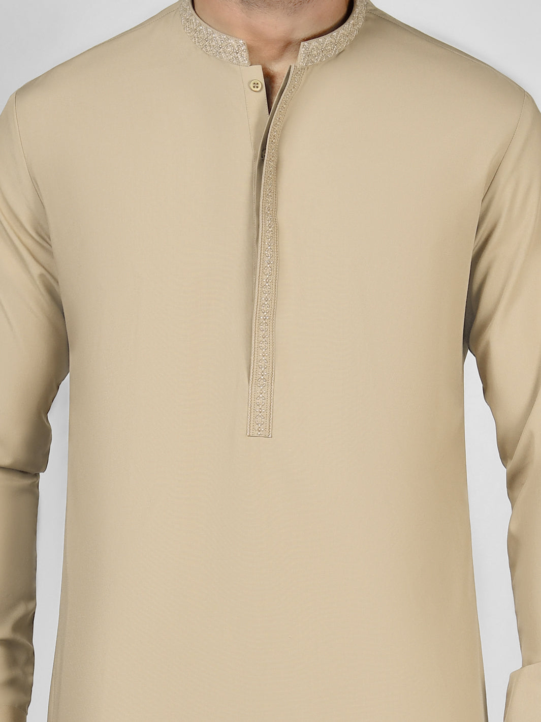 Beige Blended Unstitched Fabric | PMU-10014