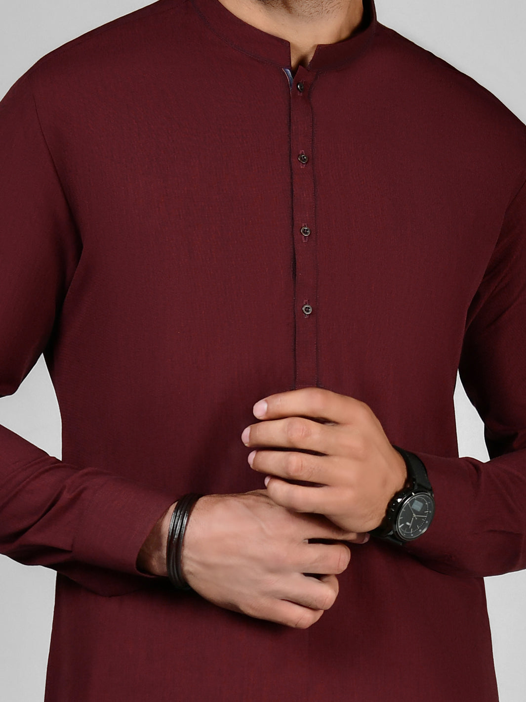 Maroon Blended Unstitched Fabric | PMU-10015