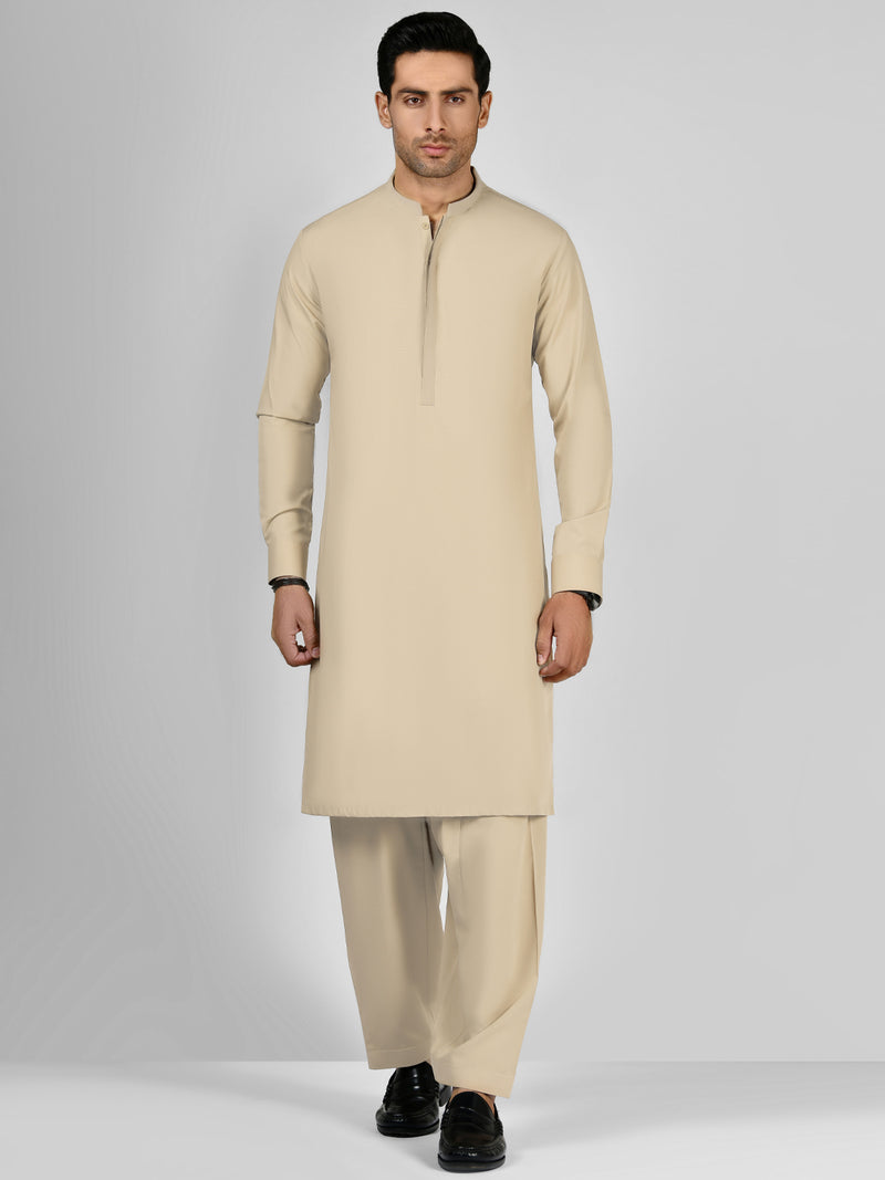 Fawn Blended Kameez Shalwar | PMKS-10028