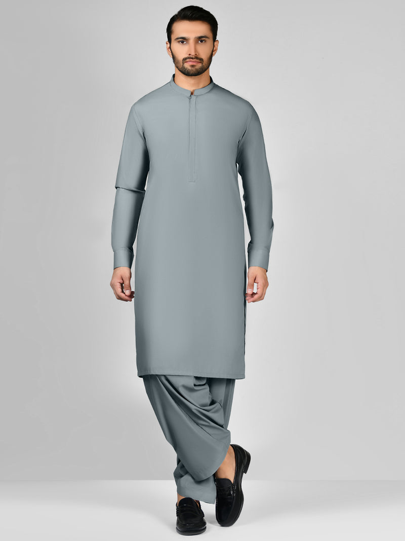 Grey Blended Kameez Shalwar | PMKS-10031