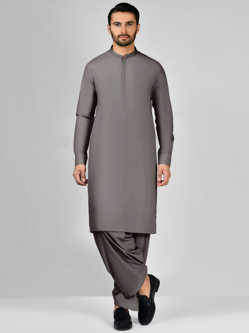 Grey Blended Kameez Shalwar | PMKS-10034