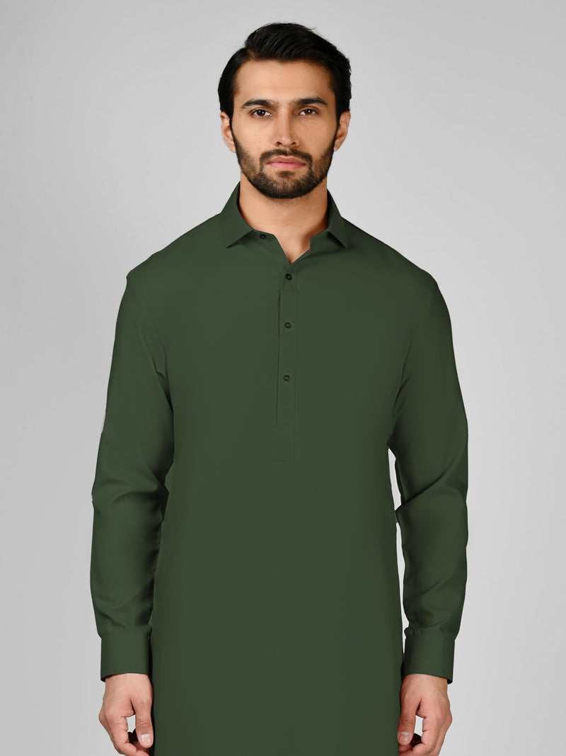 Green Blended Kameez Shalwar | PMKS-10044