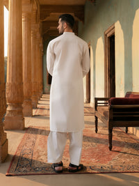 White Latha Unstitched Fabric | PMU-10159BX
