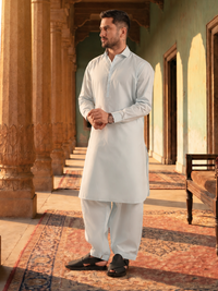 Sky Blue Latha Unstitched Fabric | PMU-10164BX