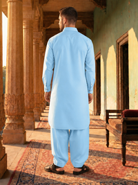Ice Blue Latha Unstitched Fabric | PMU-10166BX