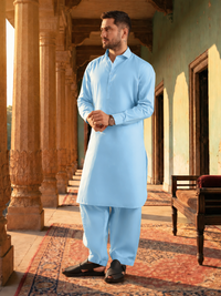 Ice Blue Latha Unstitched Fabric | PMU-10166BX