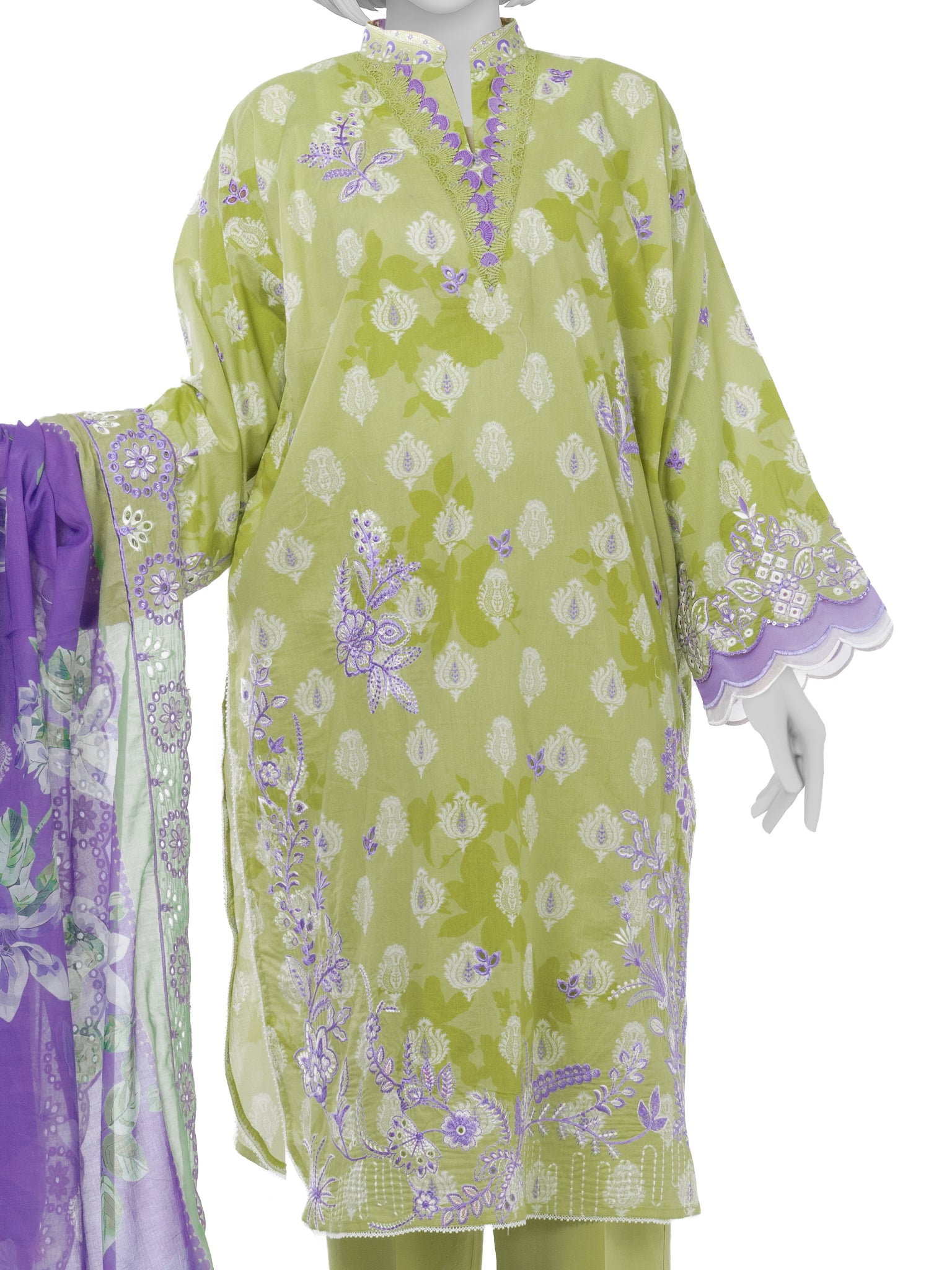 Luxury Chikan Kari  Embroidered 3 Piece Unstitched | PJBWUE2601145