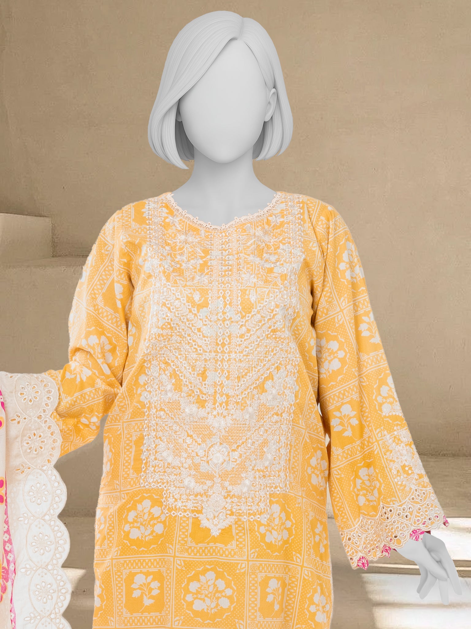 Luxury Chikan Kari Lawn Embroidered 3 Piece Unstitched | PJBWUE2601146