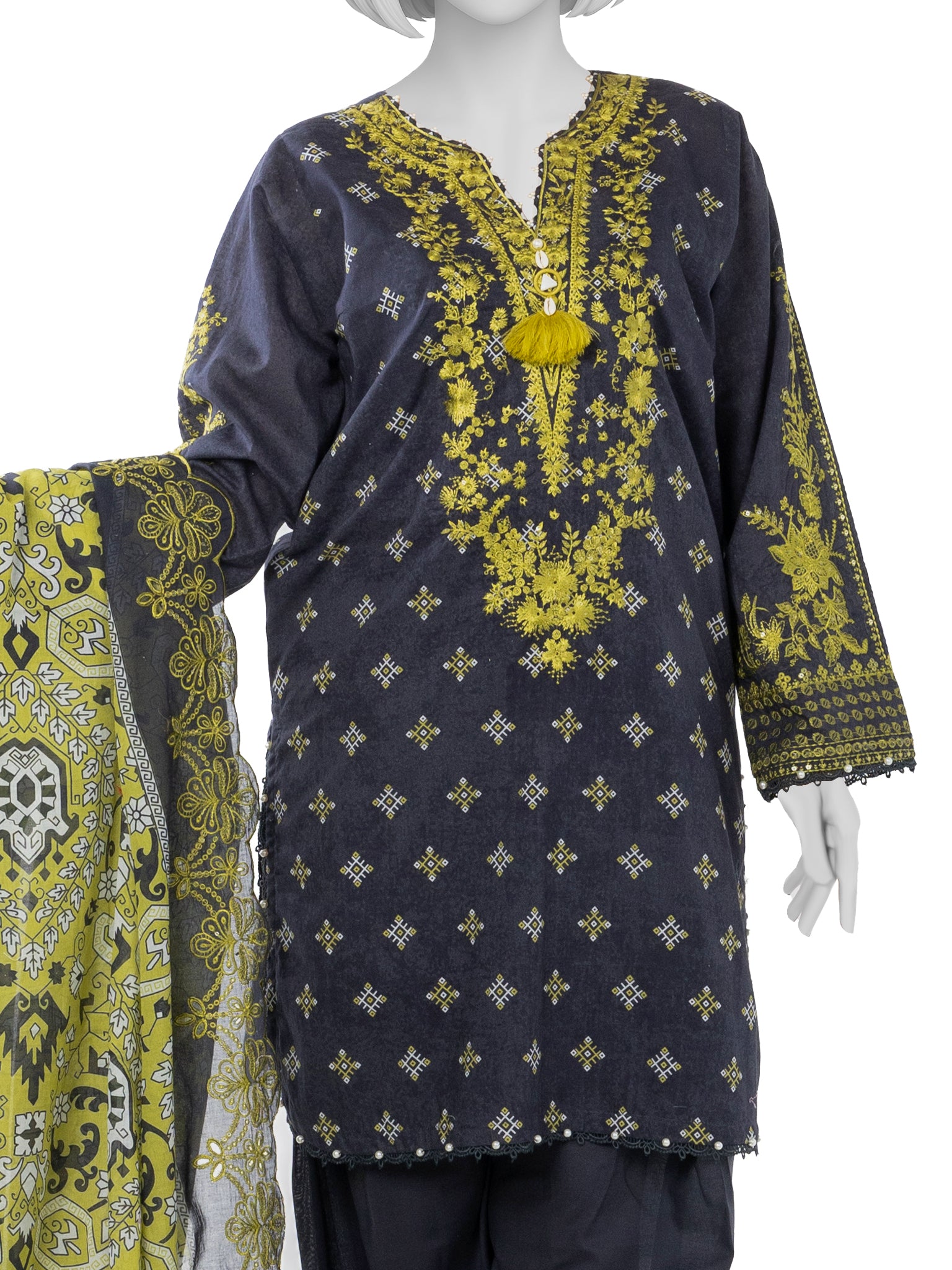 Luxury Chikan Kari  Embroidered 3 Piece Unstitched | PJBWUE2601147