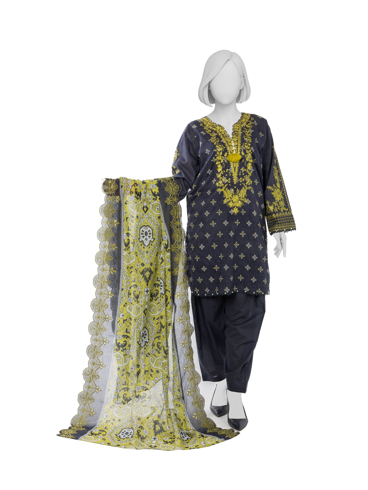 Luxury Chikan Kari  Embroidered 3 Piece Unstitched | PJBWUE2601147
