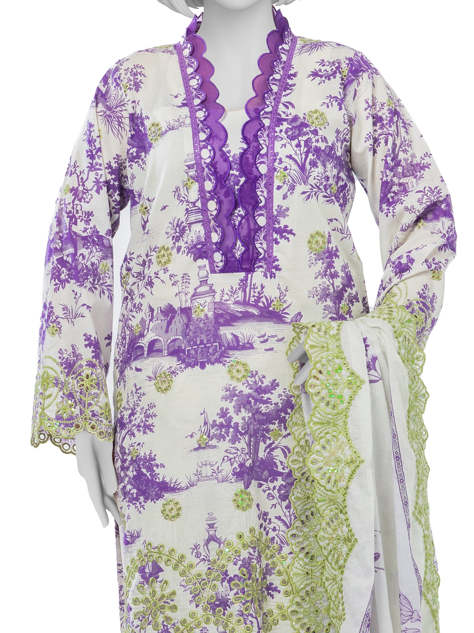 Luxury Chikan Kari  Embroidered 3 Piece Unstitched | PJBWUE2601153