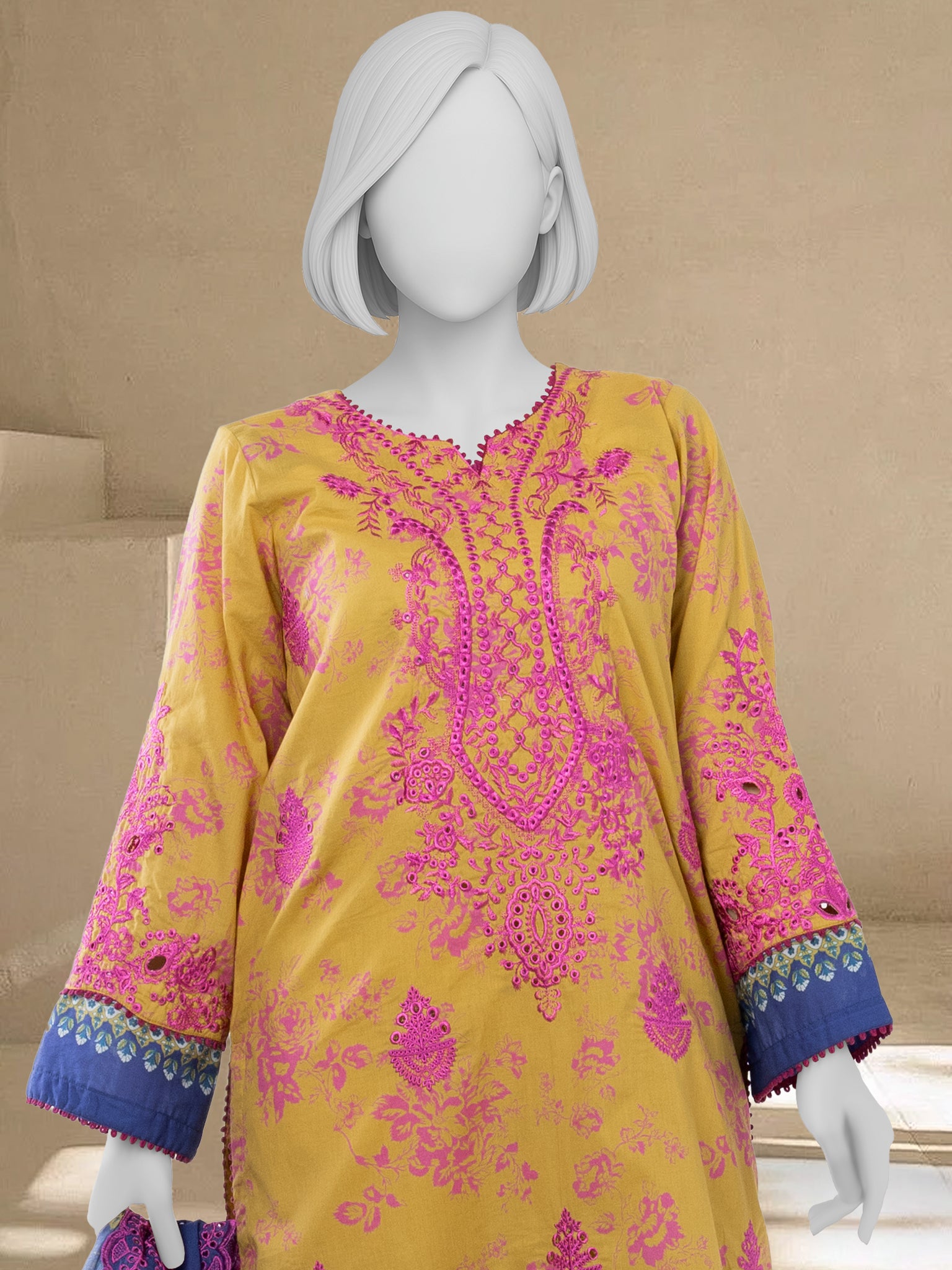 Luxury Chikan Kari Lawn Embroidered 3 Piece Unstitched | PJBWUE2601154A