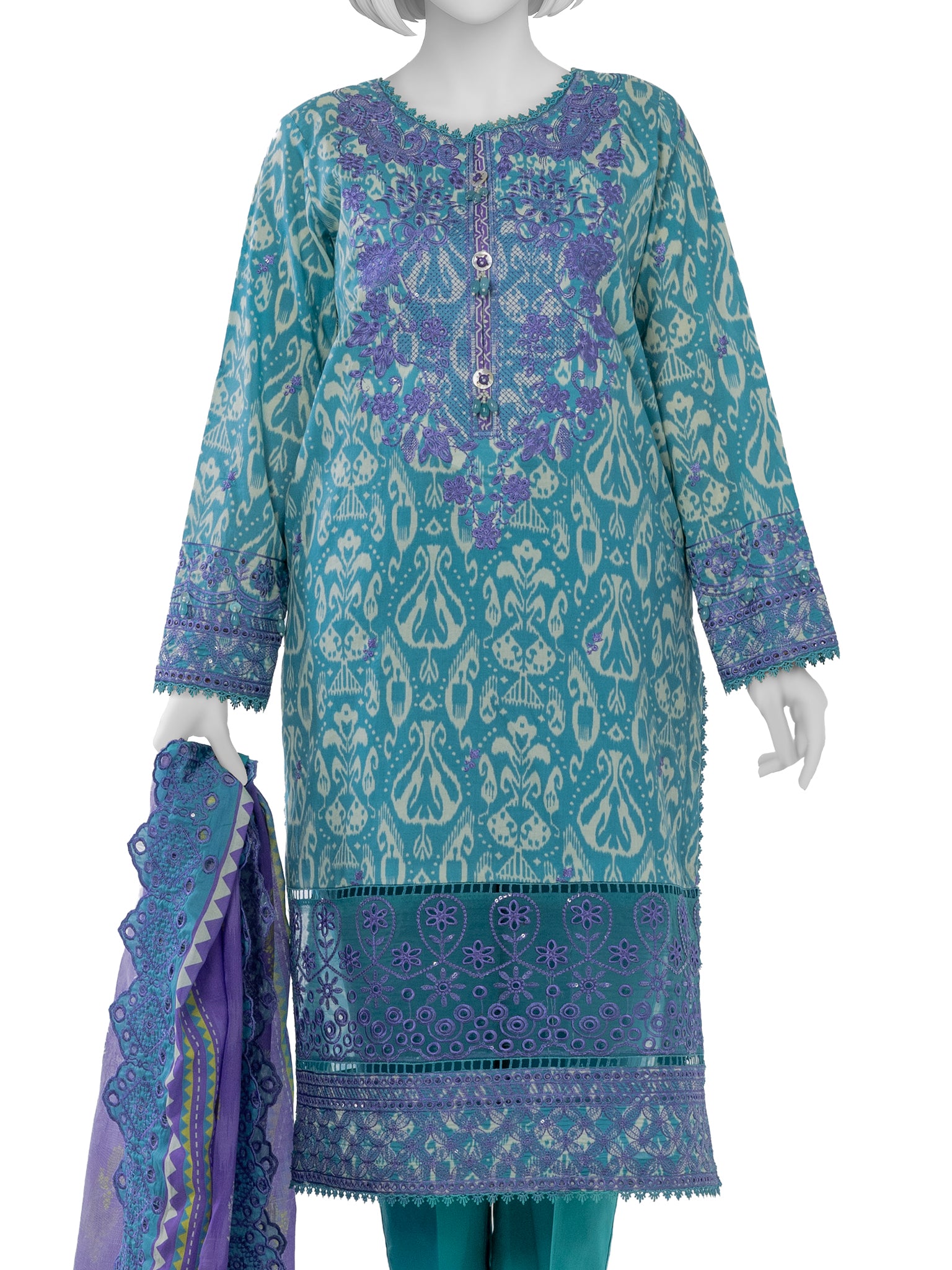 Luxury Chikan Kari  Embroidered 3 Piece Unstitched | PJBWUE2601155B