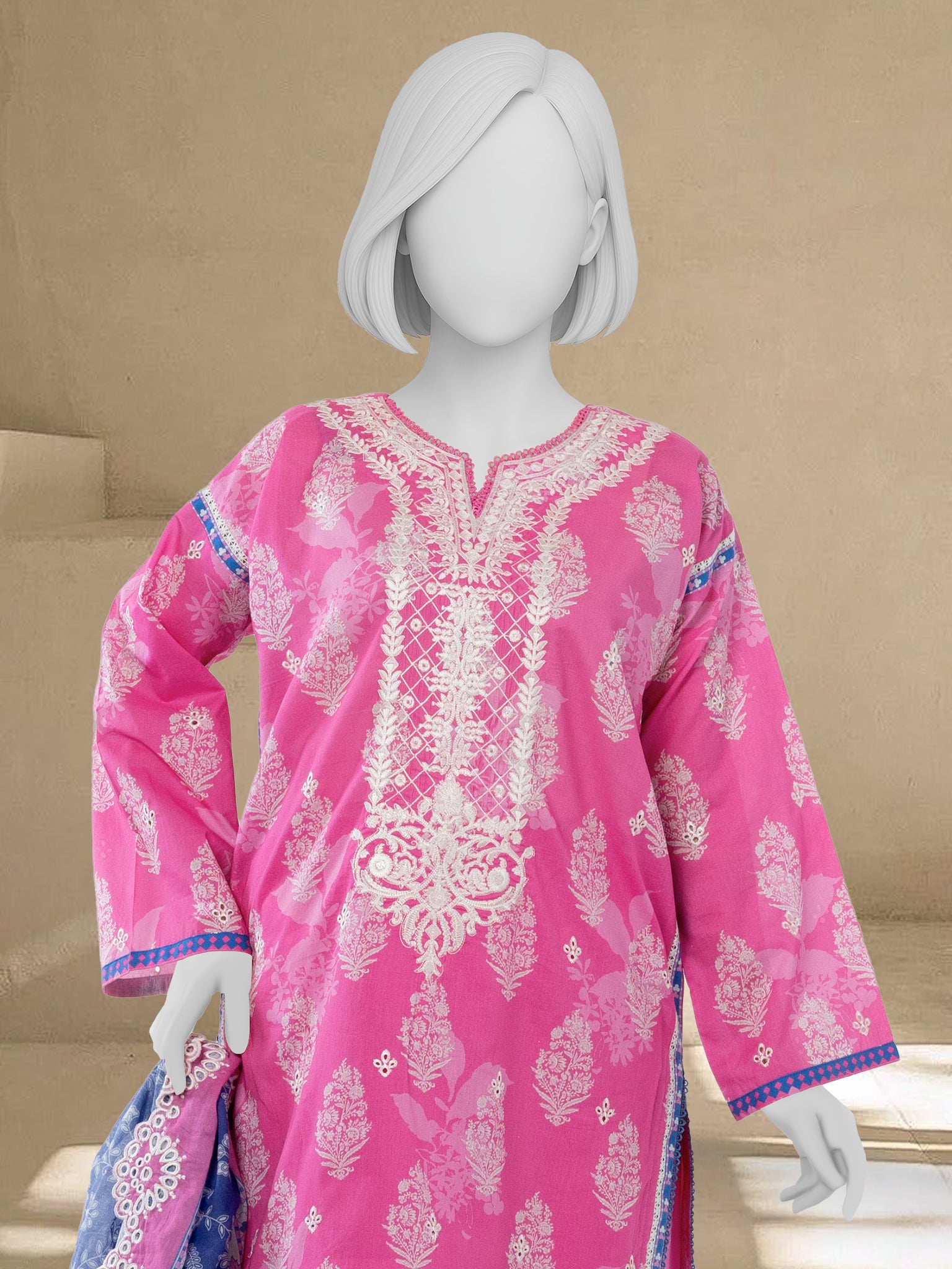 Luxury Chikan Kari Lawn Embroidered 3 Piece Unstitched | PJBWUE2601156A