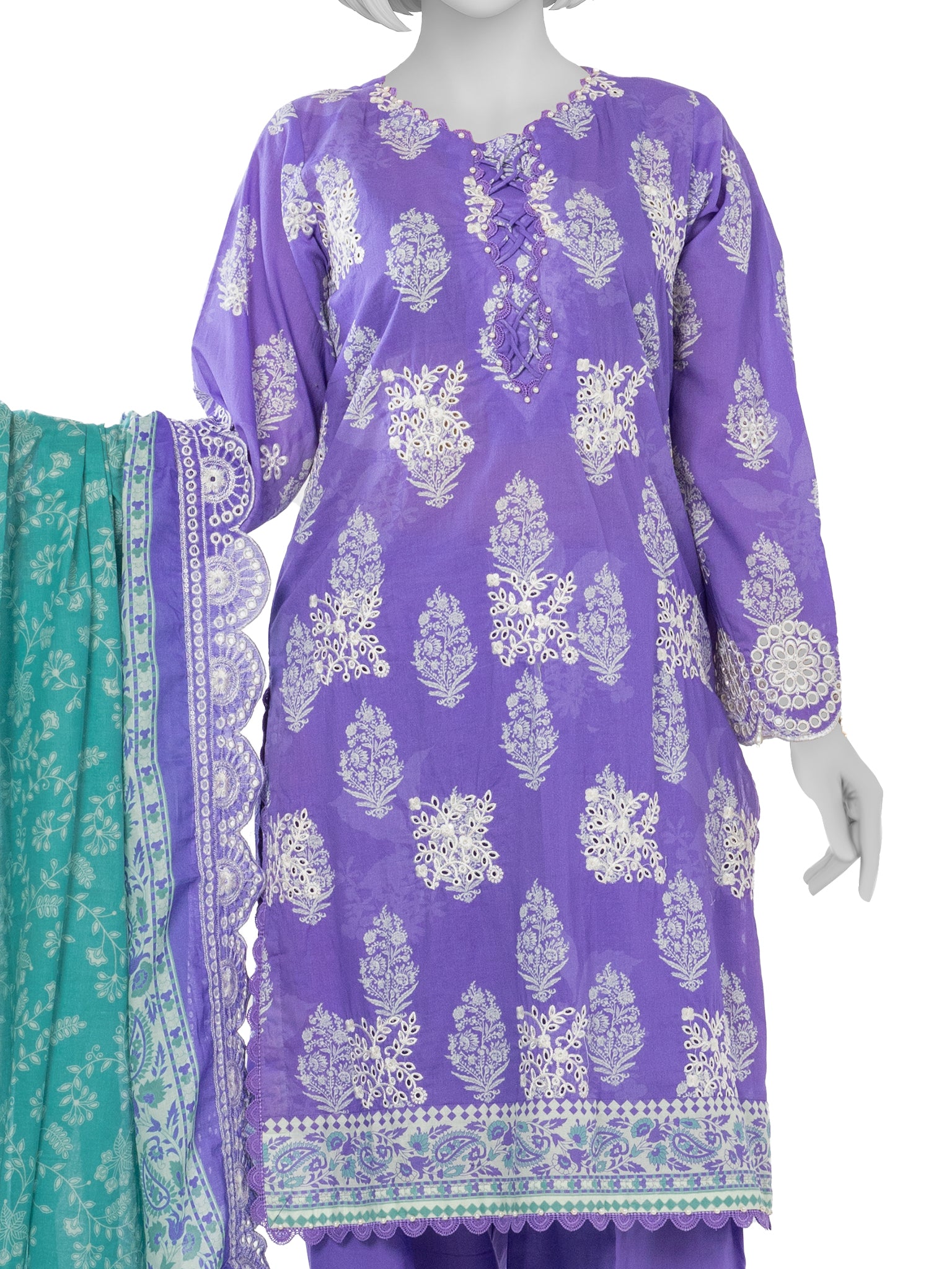 Luxury Chikan Kari  Embroidered 3 Piece Unstitched | PJBWUE2601156B