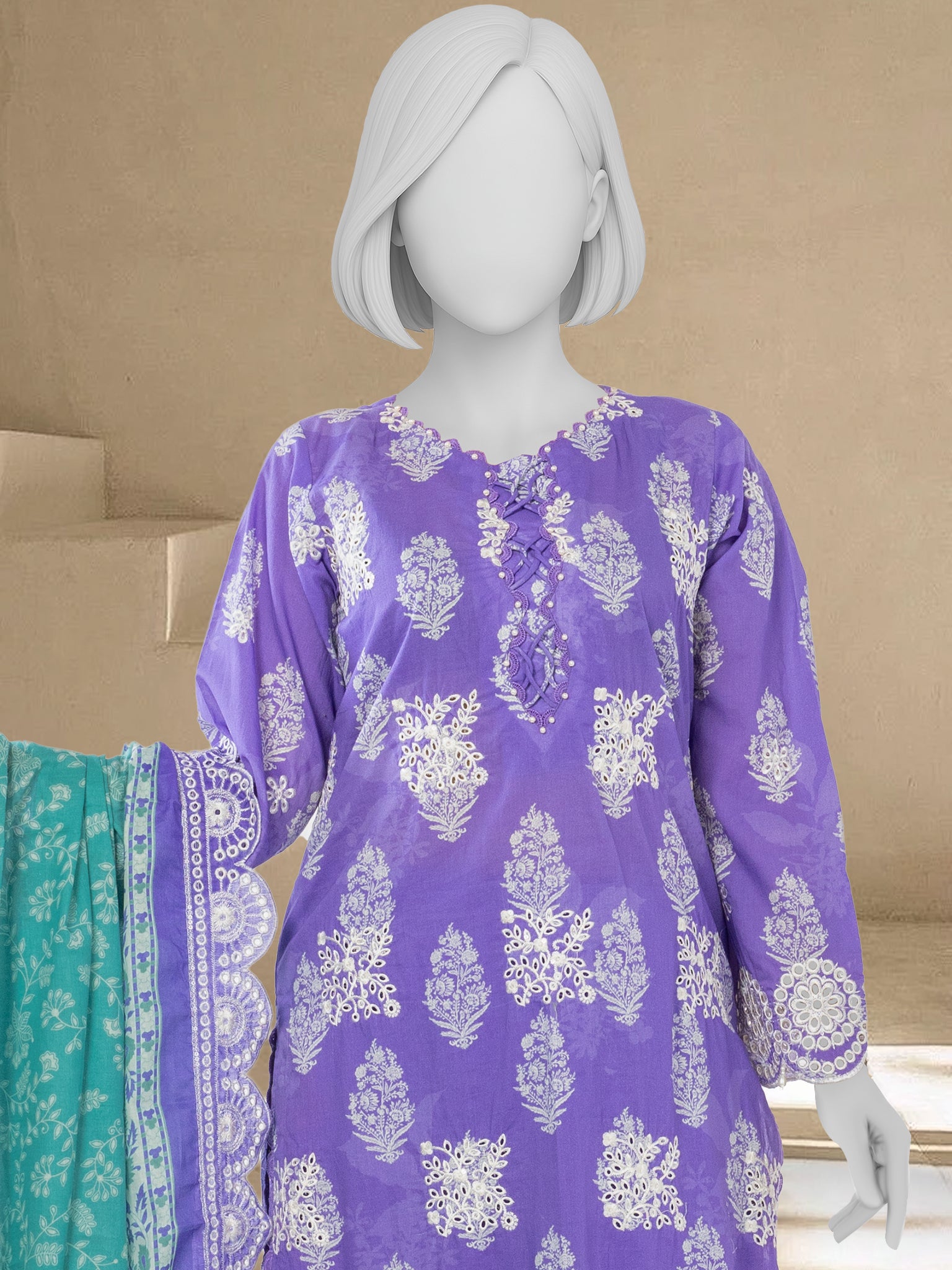 Luxury Chikan Kari Lawn Embroidered 3 Piece Unstitched | PJBWUE2601156B