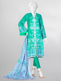 Green Lawn Printed 3 Piece Unstitched Suit | PLU-24-1005