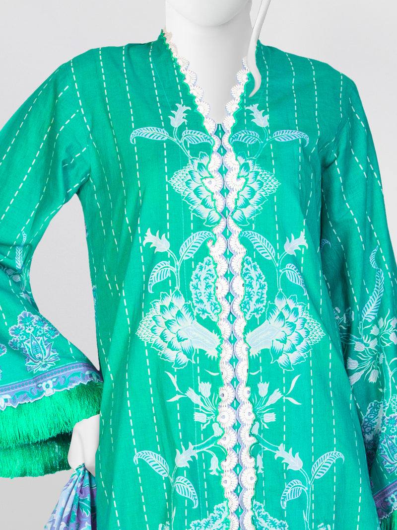 Green Lawn Printed 3 Piece Unstitched Suit | PLU-24-1005