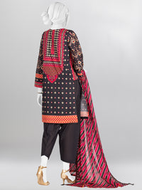 Black Lawn Printed 3 Piece Unstitched Suit | PLU-24-1034