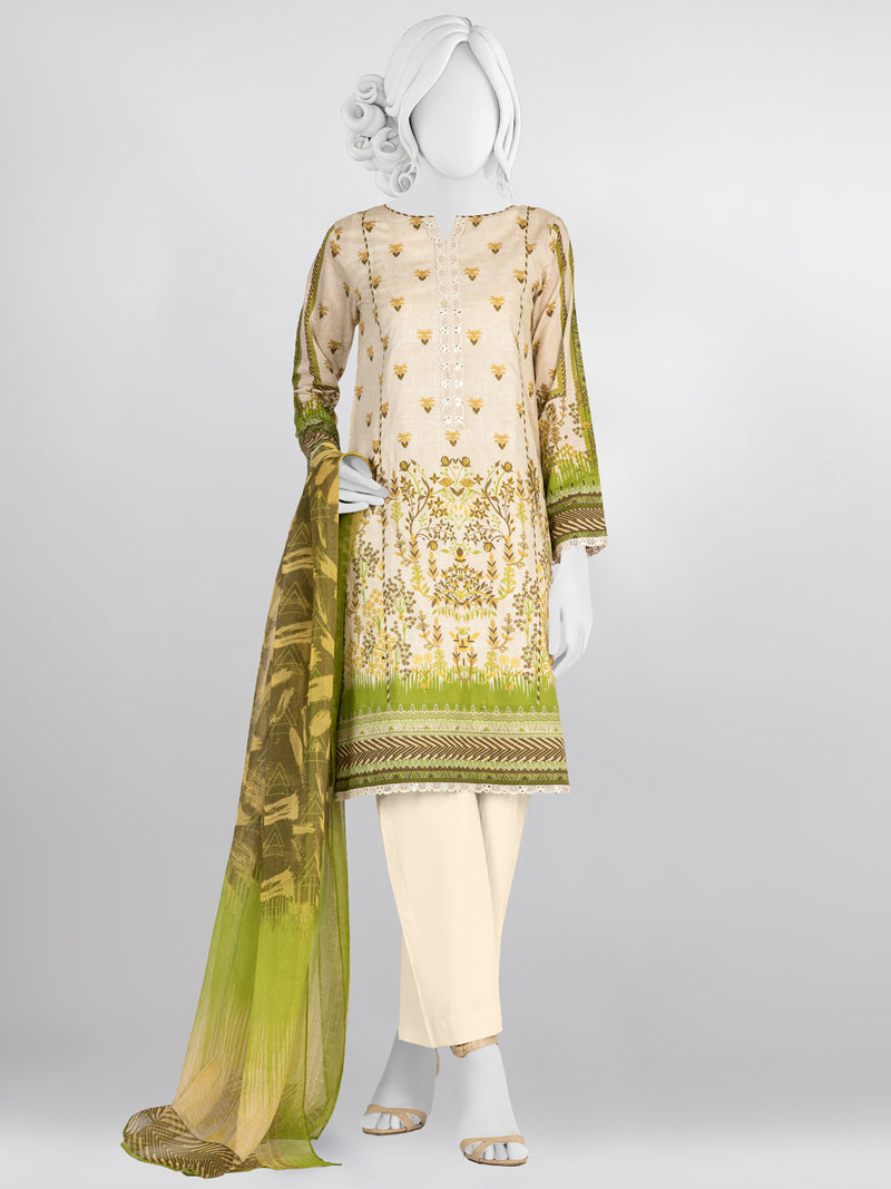 Lawn Printed 3 Piece Unstitched Suit | PLU-24-1091