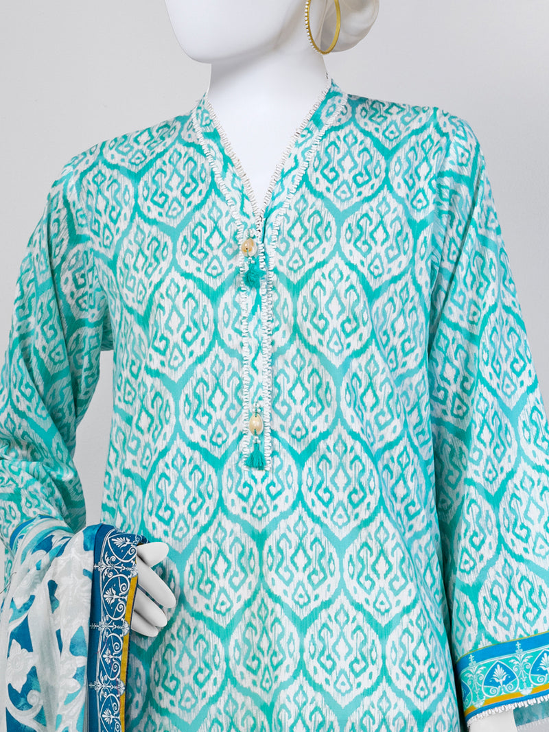 Mint Green Lawn 3 Piece Stitched Suit | PLS-24-7508