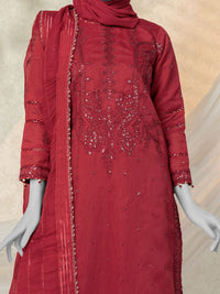 Luxury Embroidered 3Pc Unstitched Suit | PJ-PWU-240814