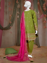 Party Wear Embroidered 3Pc Unstitched Suit | PJ-PWU-240837