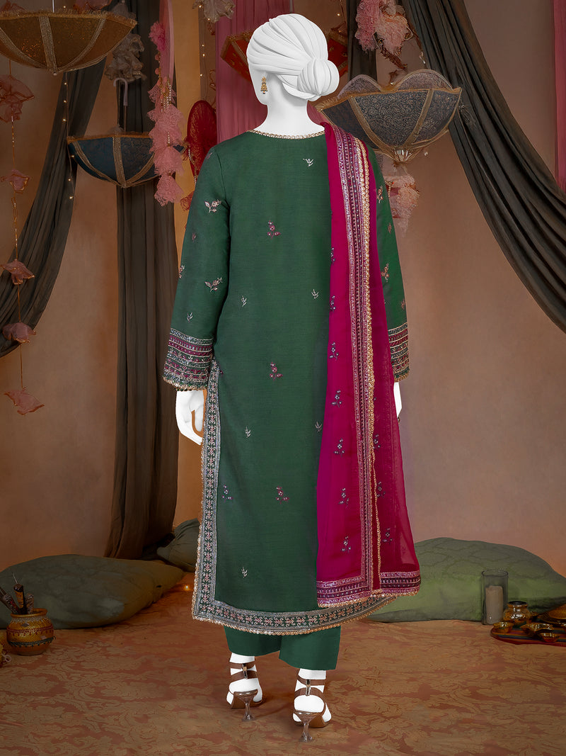 Party Wear Embroidered 3Pc Unstitched Suit | PJ-PWU-240847