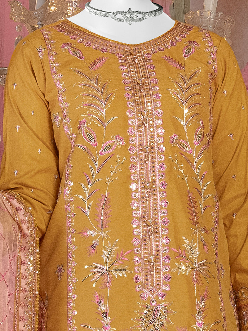 Party Wear Embroidered 3Pc Unstitched Suit | PJ-PWU-240848