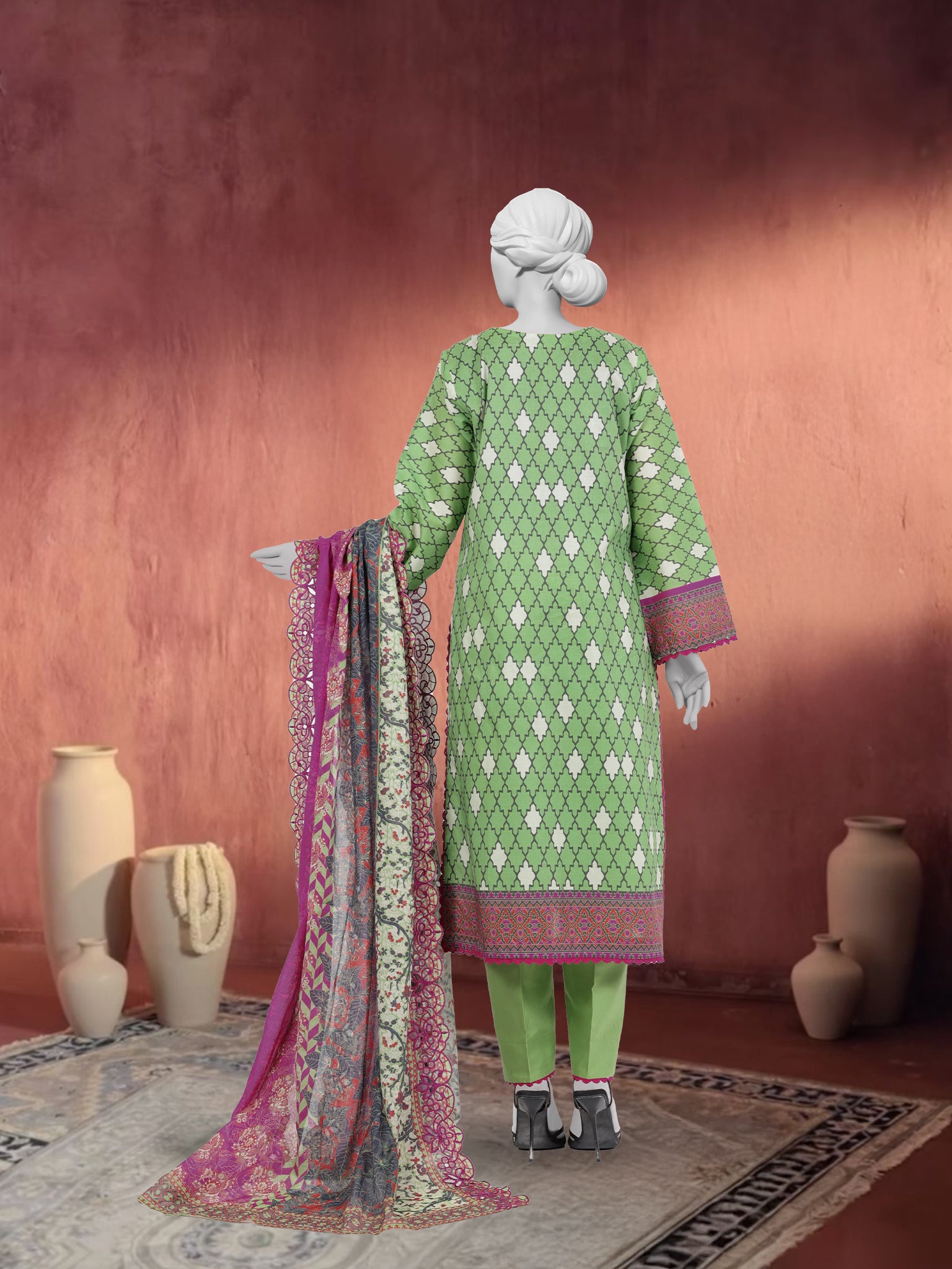 Chikan Kari  Embroidered 3 Piece Unstitched | PLUE-251210