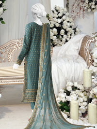 Light Teal Chiffon Embroidered 3 Piece Unstitched Suit | PJ-PWU-2409