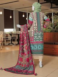 Green Embroidered 3Pc Stitched Suit | PLS-24-7580