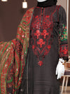 Black Embroidered 3Pc Stitched Suit | PLS-24-7581