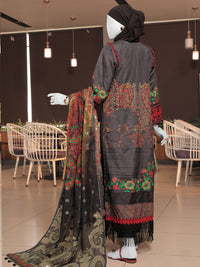 Black Embroidered 3Pc Stitched Suit | PLS-24-7581