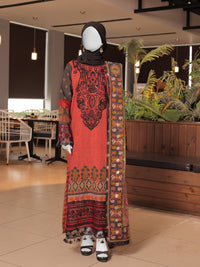 Black Embroidered 3Pc Stitched Suit | PLS-24-7585
