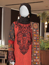 Black Embroidered 3Pc Stitched Suit | PLS-24-7585