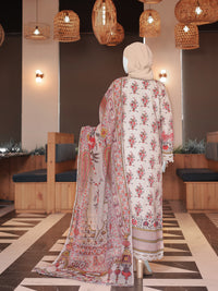 White Embroidered 3Pc Stitched Suit | PLS-24-7586