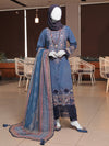 Blue Embroidered 3Pc Stitched Suit | PLS-24-7589