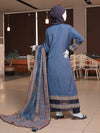 Blue Embroidered 3Pc Stitched Suit | PLS-24-7589