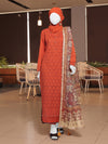 Rust Embroidered 3Pc Stitched Suit | PLS-24-7590