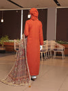 Rust Embroidered 3Pc Stitched Suit | PLS-24-7590