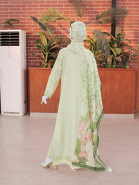 Green Embroidered 3Pc Stitched Suit | PLS-24-7592